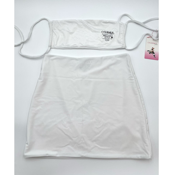Oceanus | NEW White Aaliyah Crystal Trim Bandeau Top Mini Skirt Set S - Picture 5 of 13